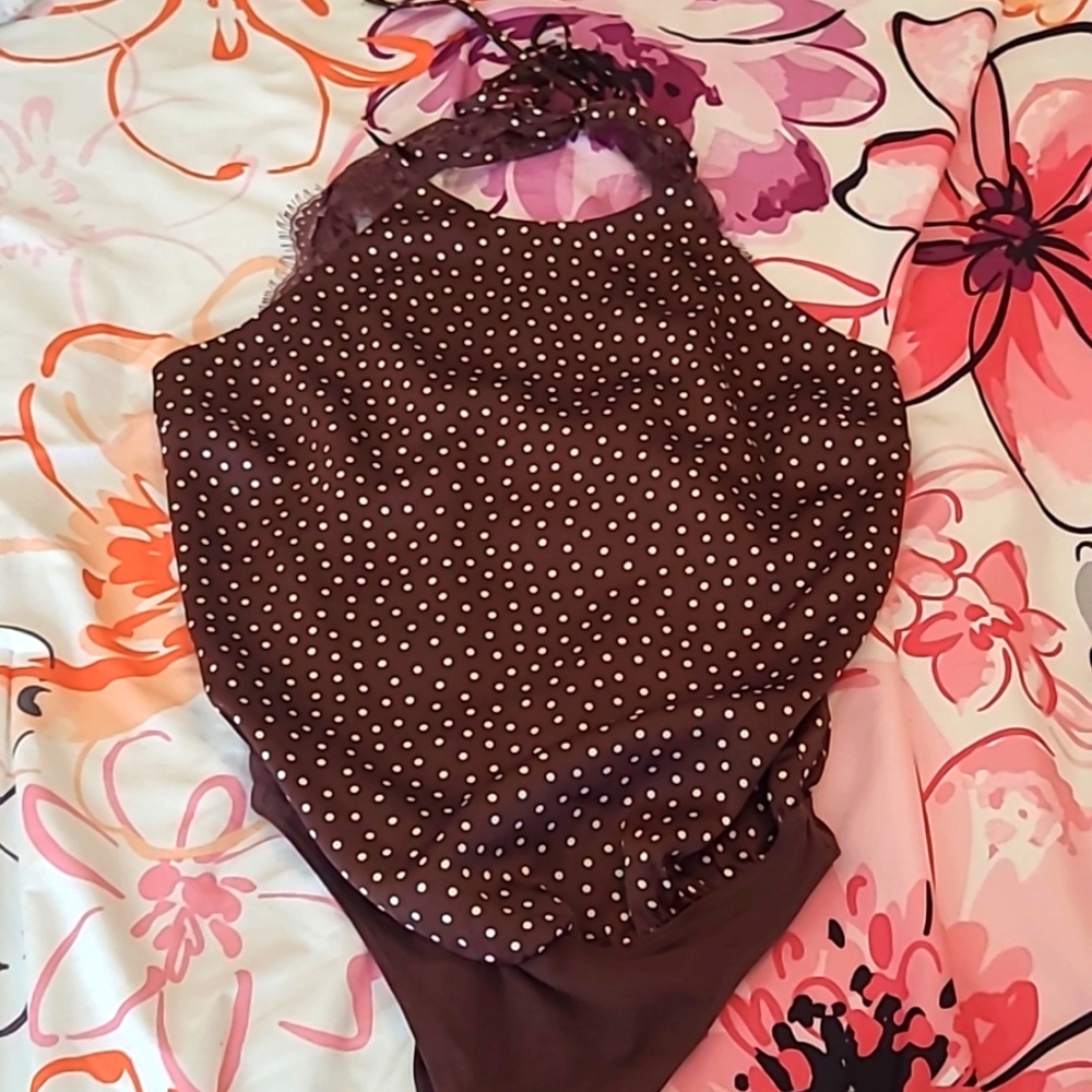 Abercrombie and Fitch Brown Polka Dot Bodysuit Size Small NWT